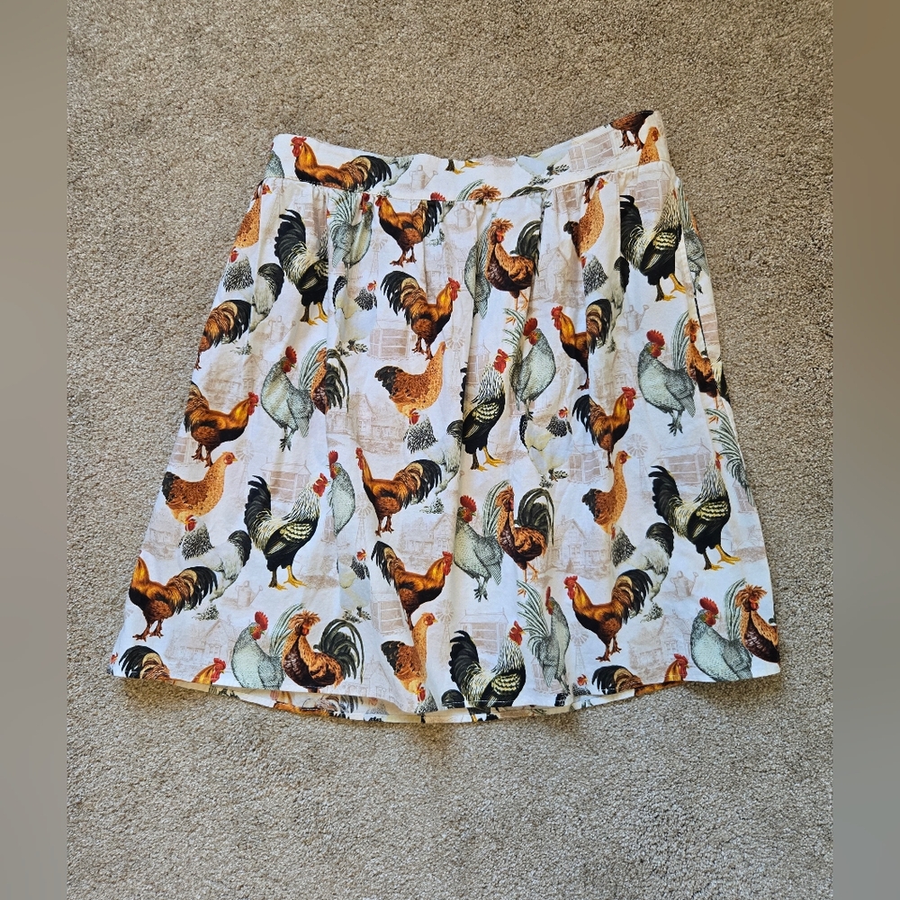 Retrolicous Rooster Farm Print Skirt Size 1X - Picture 3 of 8